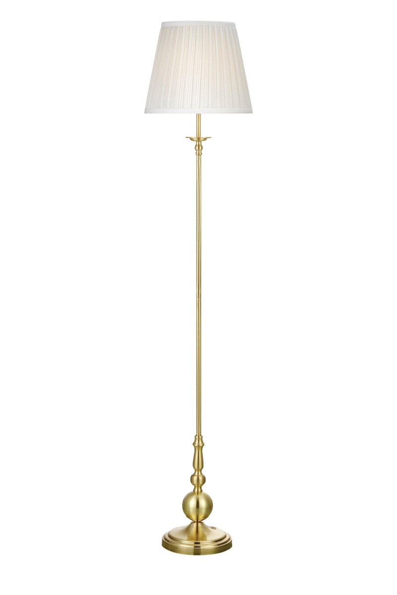 Imperia Messing stehlampe Von Markslöjd - Imperia ist eine elegante Stehleuchte im klassischen Design mit einem stilvollen Messingsockel und einem wundersch&ouml;nen wei&szlig;en Stoffschirm.
