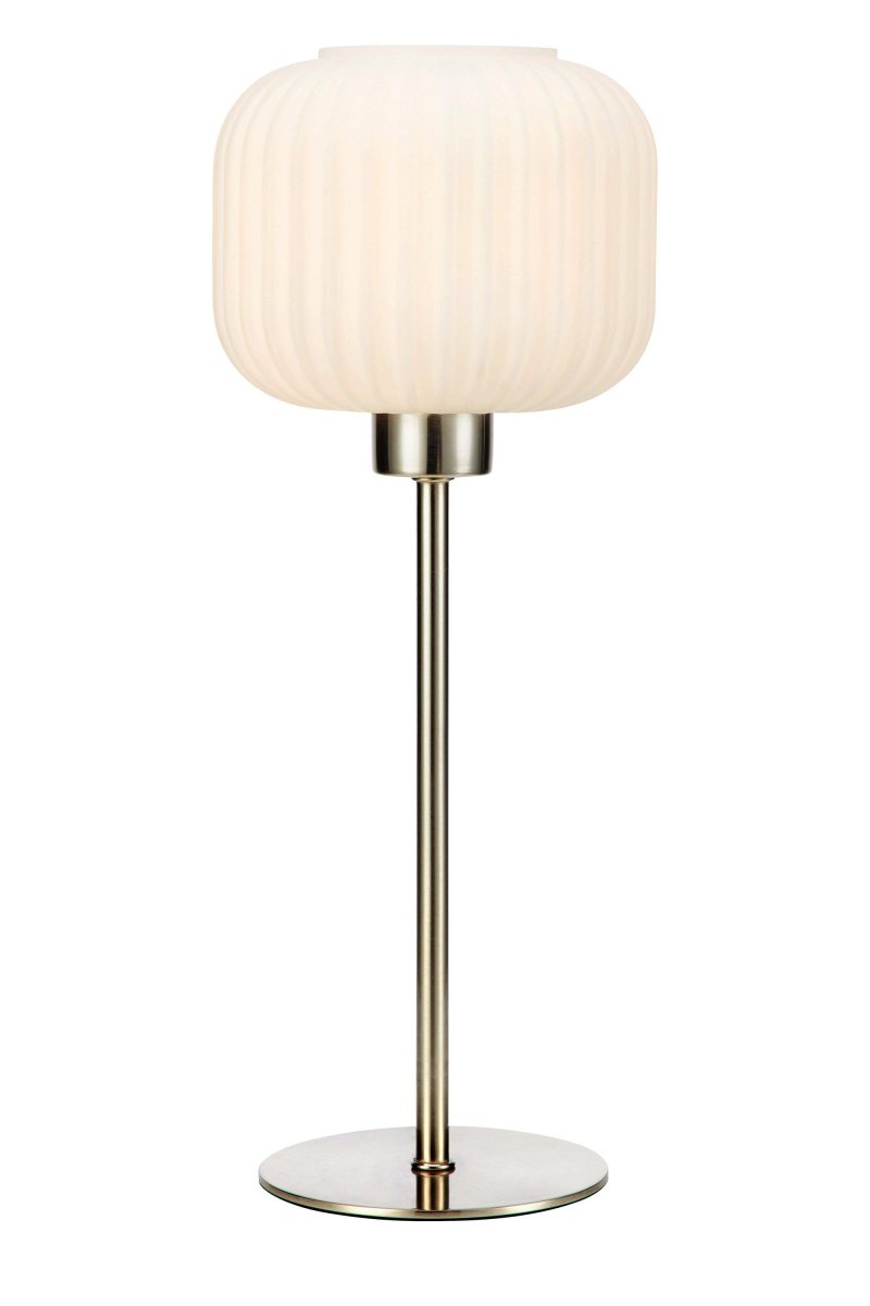 Sober 38cm Stahl tischlampe Von Markslöjd - Sober ist eine elegante Tischlampe mit einem stilvollen Glasschirm und einem Stahlsockel.