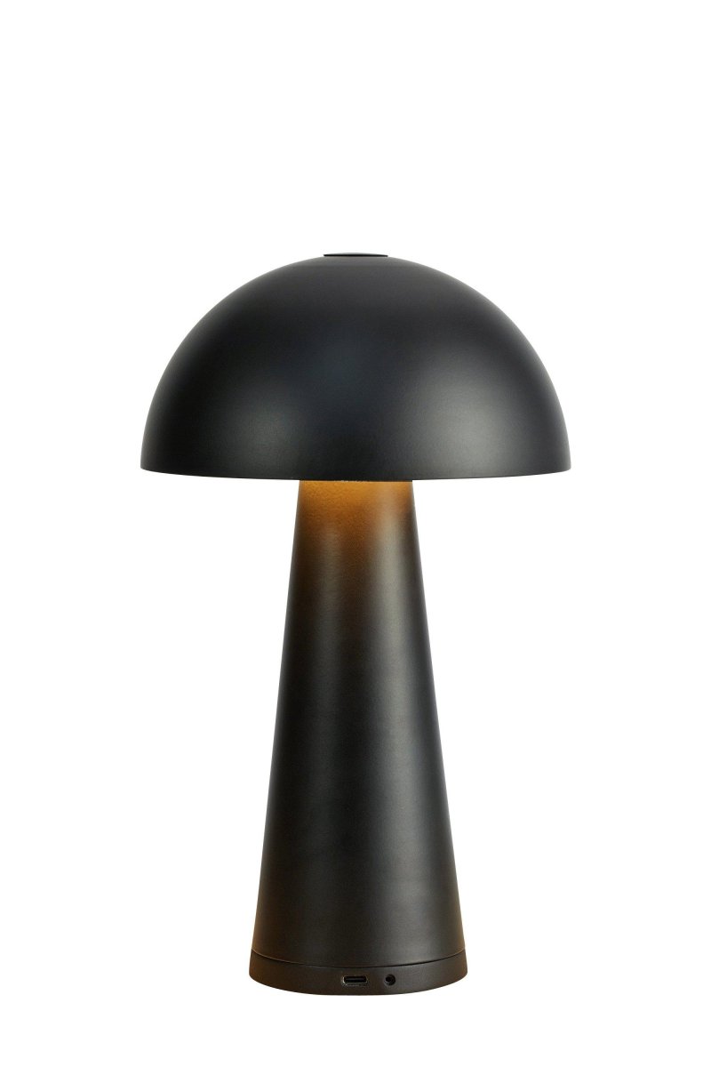 Fungi 26cm Schwarz tragbare Von Markslöjd - Fungi ist eine stilvolle und tragbare Tischlampe aus mattschwarzem Metall, die sowohl für den Innen- als auch für den Außenbereich konzipiert ist.