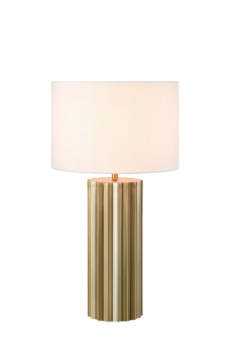 Hashira 60cm Antikes Messing tischlampe Von Markslöjd - Hashira ist eine rustikale und elegante Tischlampe mit einem antiken Messingsockel, der einer S&auml;ule &auml;hnelt.