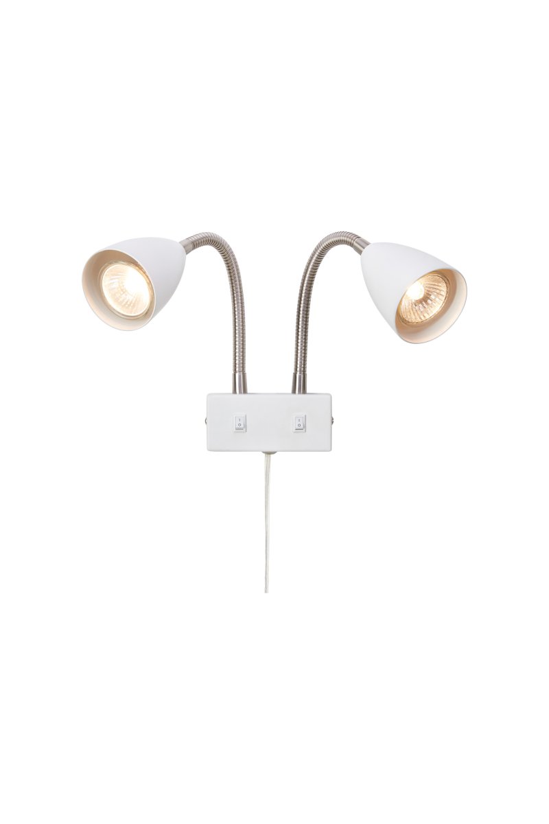 Ciro II Weiß leselampe Von Markslöjd - Klassische und stilvolle Wandleuchte mit zwei Schirmen und verstellbaren Armen.