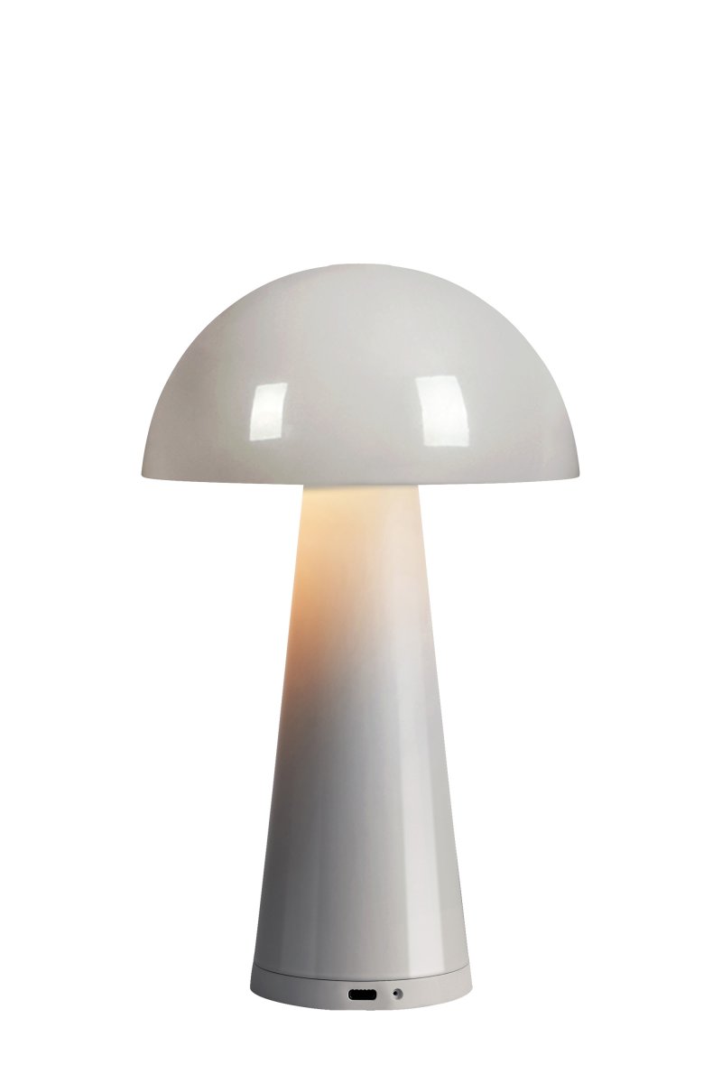 Fungi 27cm Greige tragbare Von Markslöjd - Diese tragbare und wiederaufladbare Tischleuchte l&auml;sst sich m&uuml;helos in verschiedenen R&auml;umen verwenden.