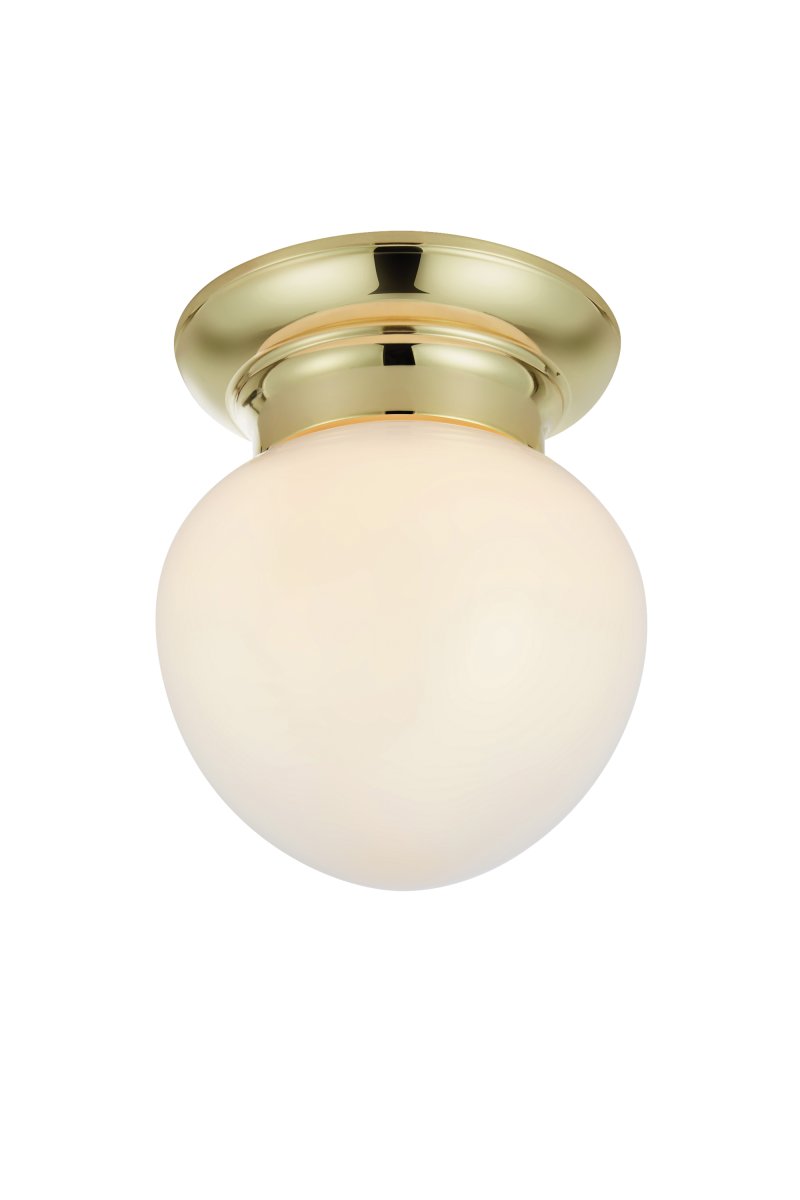 Ronda Ø20 Messing badezimmerlampe Von Markslöjd - Deckenleuchte im Stil der Jahrhundertwende, geeignet f&uuml;r Badezimmer (IP44), mit Messingfu&szlig; und wei&szlig;em Glasschirm.