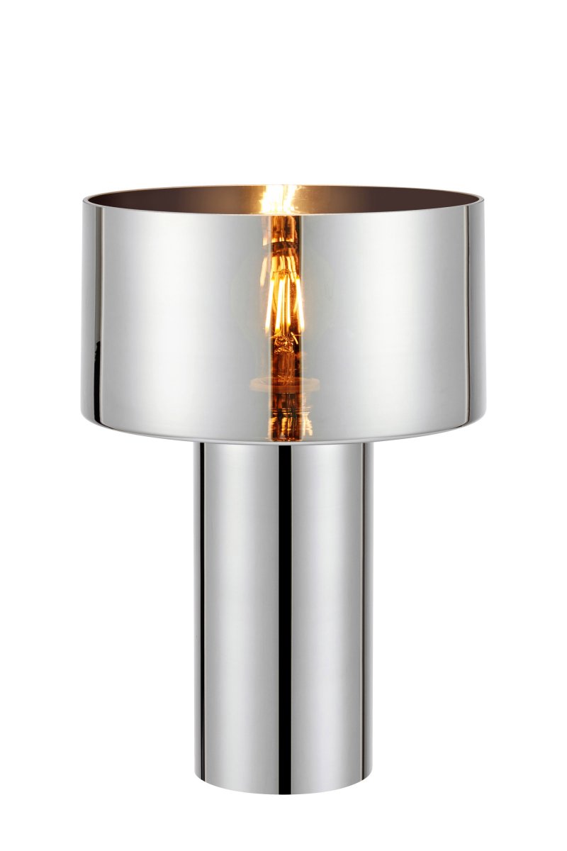 Corin 32cm Silber tischlampe Von Markslöjd - Die Tischleuchte Corin besteht vollst&auml;ndig aus Glas und verf&uuml;gt &uuml;ber einen runden Schirm und einen passenden Fu&szlig;, der das Licht elegant durchscheinen l&auml;sst.