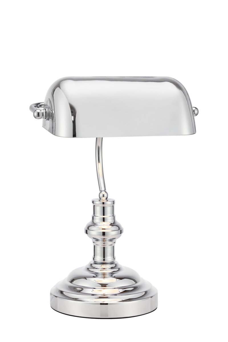 Bankers 42cm Chrom schreibtischlampe Von Markslöjd - Die Tischleuchte &bdquo;Bankers&ldquo; ist komplett aus Chrom gefertigt und verf&uuml;gt &uuml;ber einen Metallfu&szlig; sowie ein verstellbares, passendes Lampenglas.