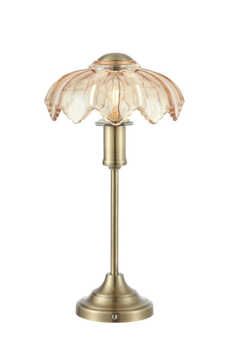 Kurage 35cm Antikmessing/Bernstein tragbare Von Markslöjd - Die Lampe ist wiederaufladbar und verf&uuml;gt &uuml;ber einen Touch-Dimmer am Fu&szlig; mit drei Helligkeitsstufen und einstellbarer Farbtemperatur.