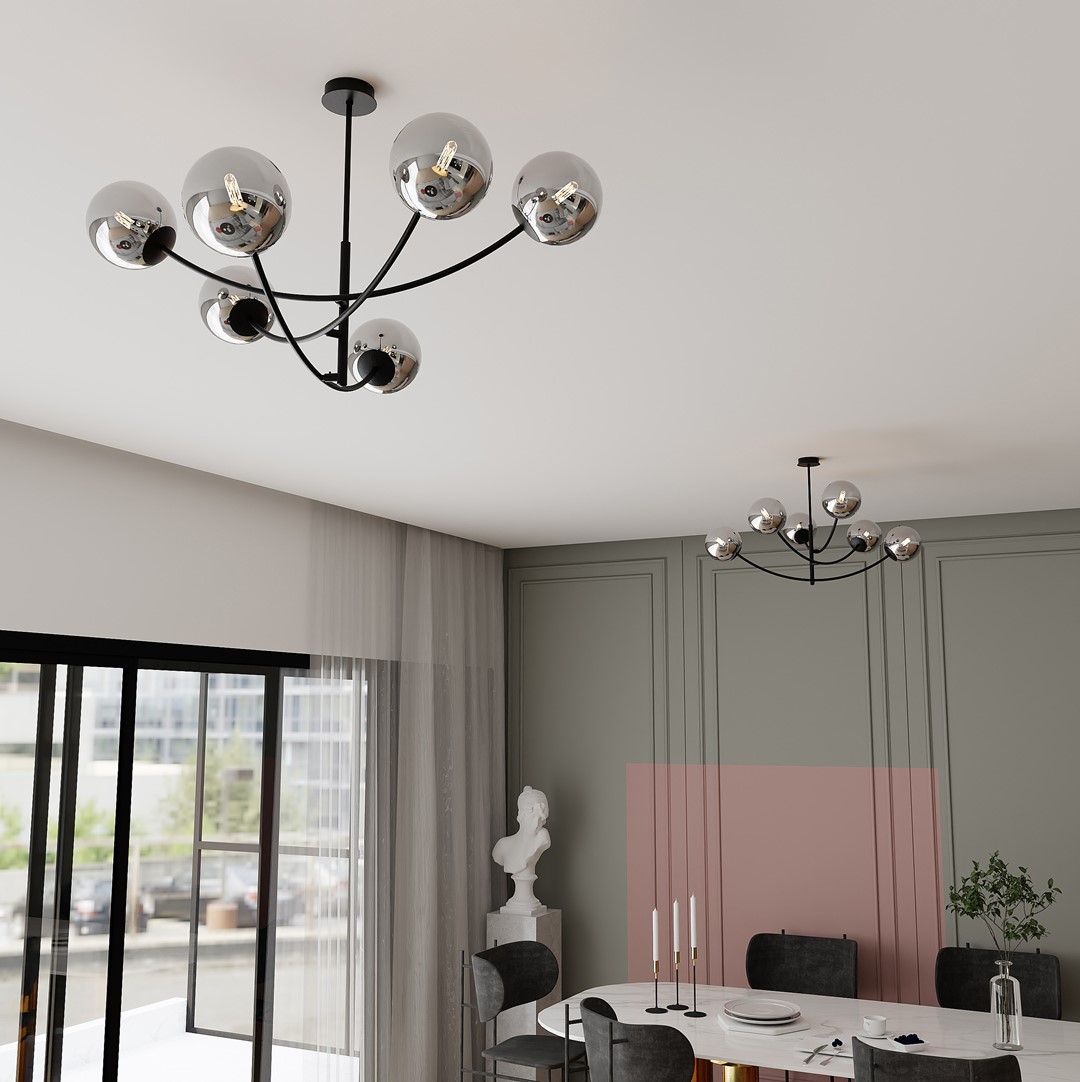 Hunter Ø90 Schwarz/Rauchig hängelampe Von Emibig Lighting - Besonders gut macht sich die Lampe &uuml;ber einem Tisch oder einer K&uuml;chentheke, wo sie eine einzigartige und einladende Atmosph&auml;re schafft.