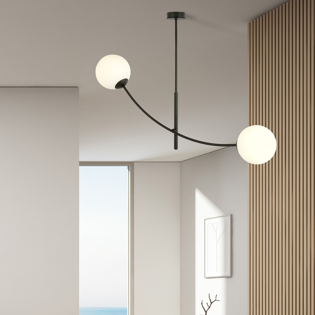 Hunter 83cm Schwarz und Weiß hängelampe Von Emibig Lighting - Besonders gut macht sich die Lampe &uuml;ber einem Tisch oder einer K&uuml;chentheke, wo sie eine einzigartige und einladende Atmosph&auml;re schafft.