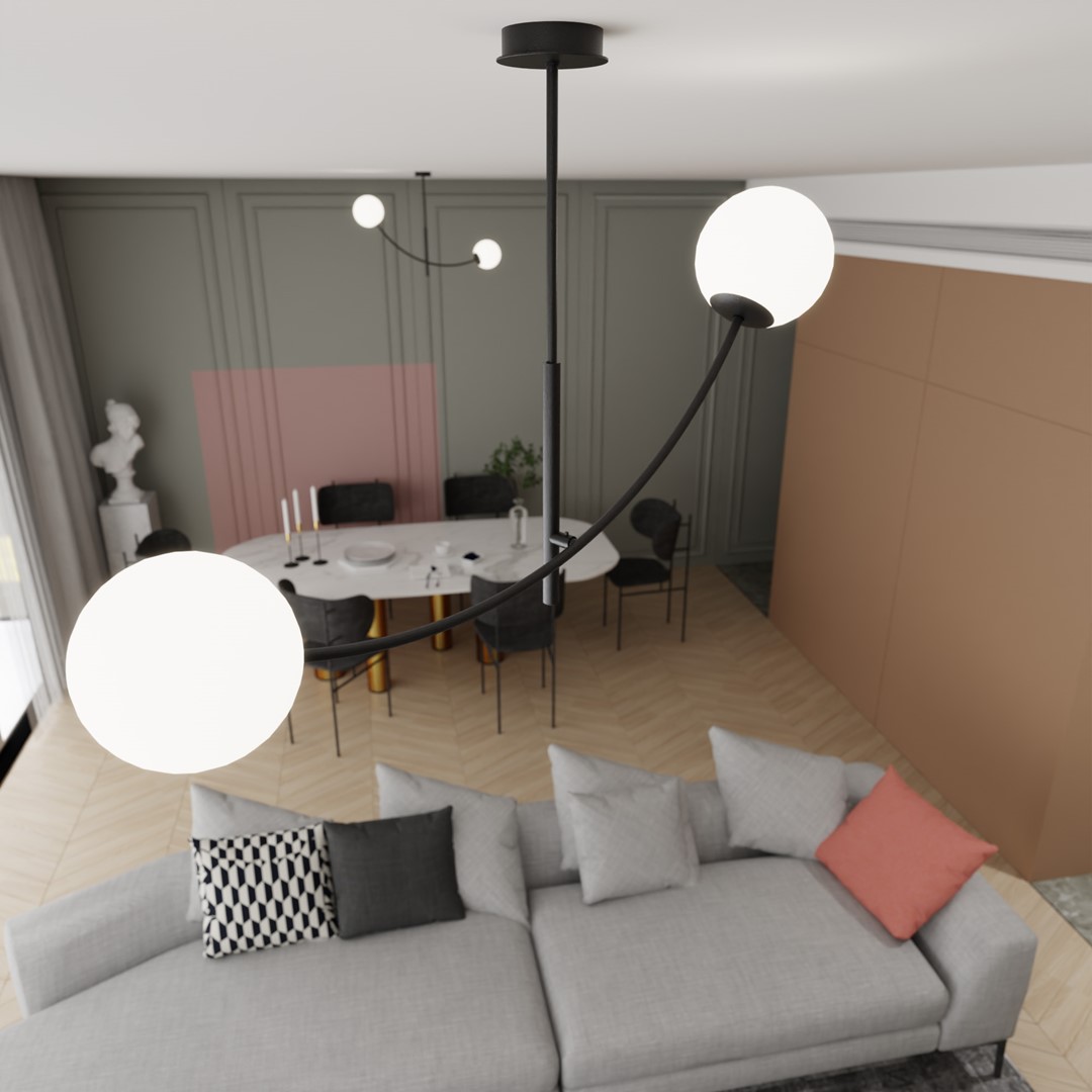 Hunter 83cm Schwarz und Weiß hängelampe Von Emibig Lighting - Besonders gut macht sich die Lampe &uuml;ber einem Tisch oder einer K&uuml;chentheke, wo sie eine einzigartige und einladende Atmosph&auml;re schafft.