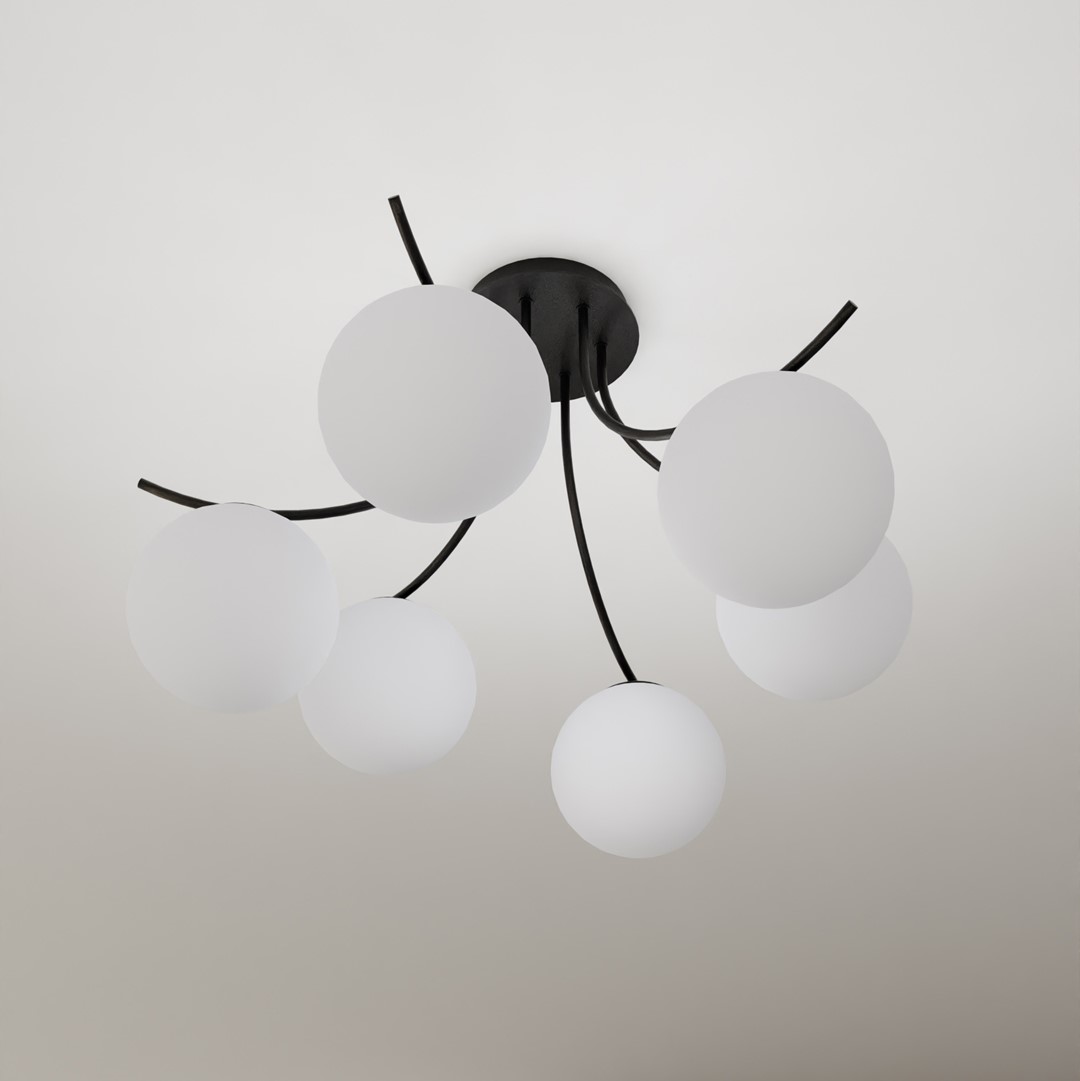Boston Ø60 Schwarz und Weiß deckenleuchte Von Emibig Lighting - Die d&uuml;nnen Glaskuppeln verleihen Eleganz und Leichtigkeit, w&auml;hrend die minimalistische Form gr&ouml;&szlig;ere Bereiche effektiv beleuchtet.