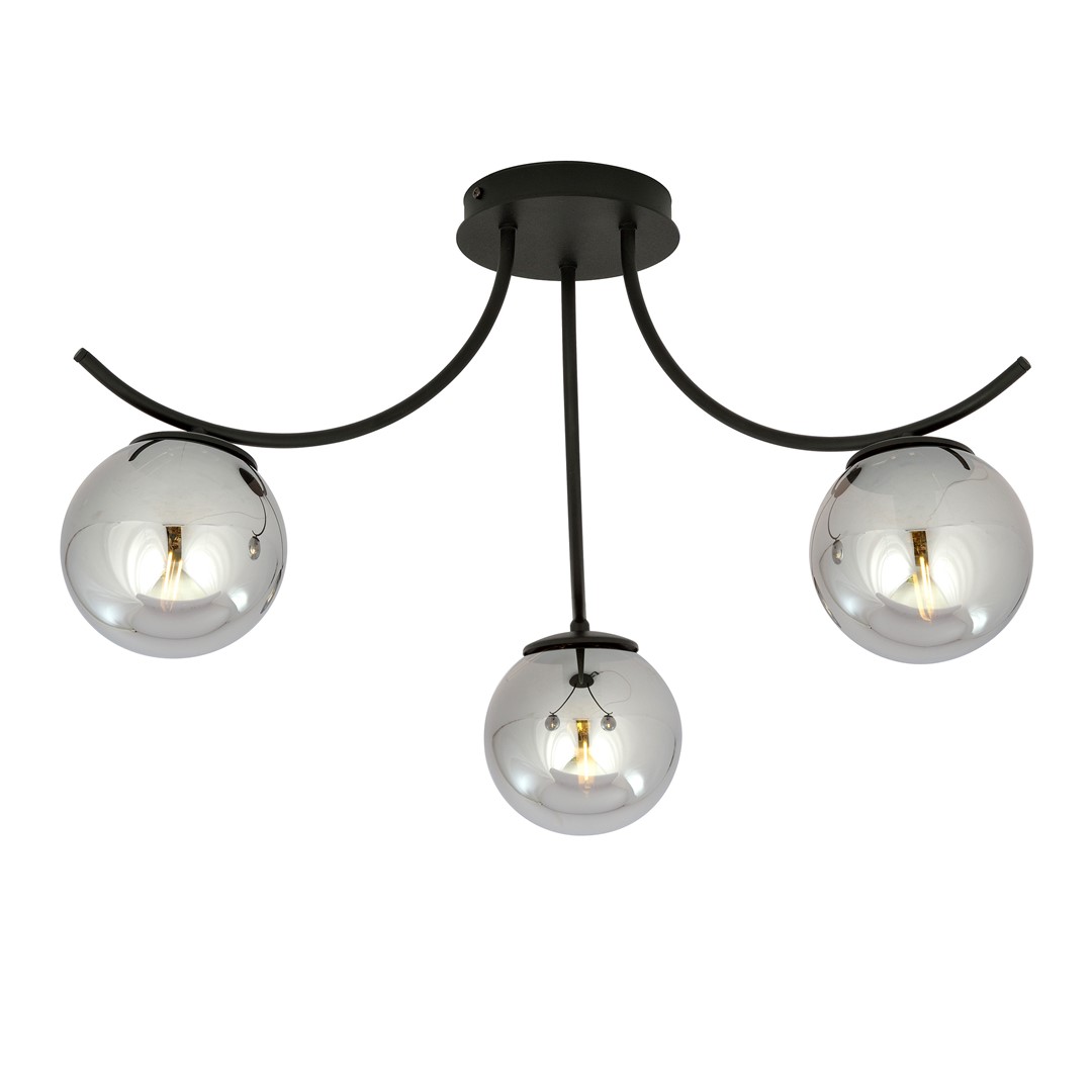Boston Ø65 Schwarz/Rauchig deckenleuchte Von Emibig Lighting - Die d&uuml;nnen Glaskuppeln verleihen Eleganz und Leichtigkeit, w&auml;hrend die minimalistische Form gr&ouml;&szlig;ere Bereiche effektiv beleuchtet.