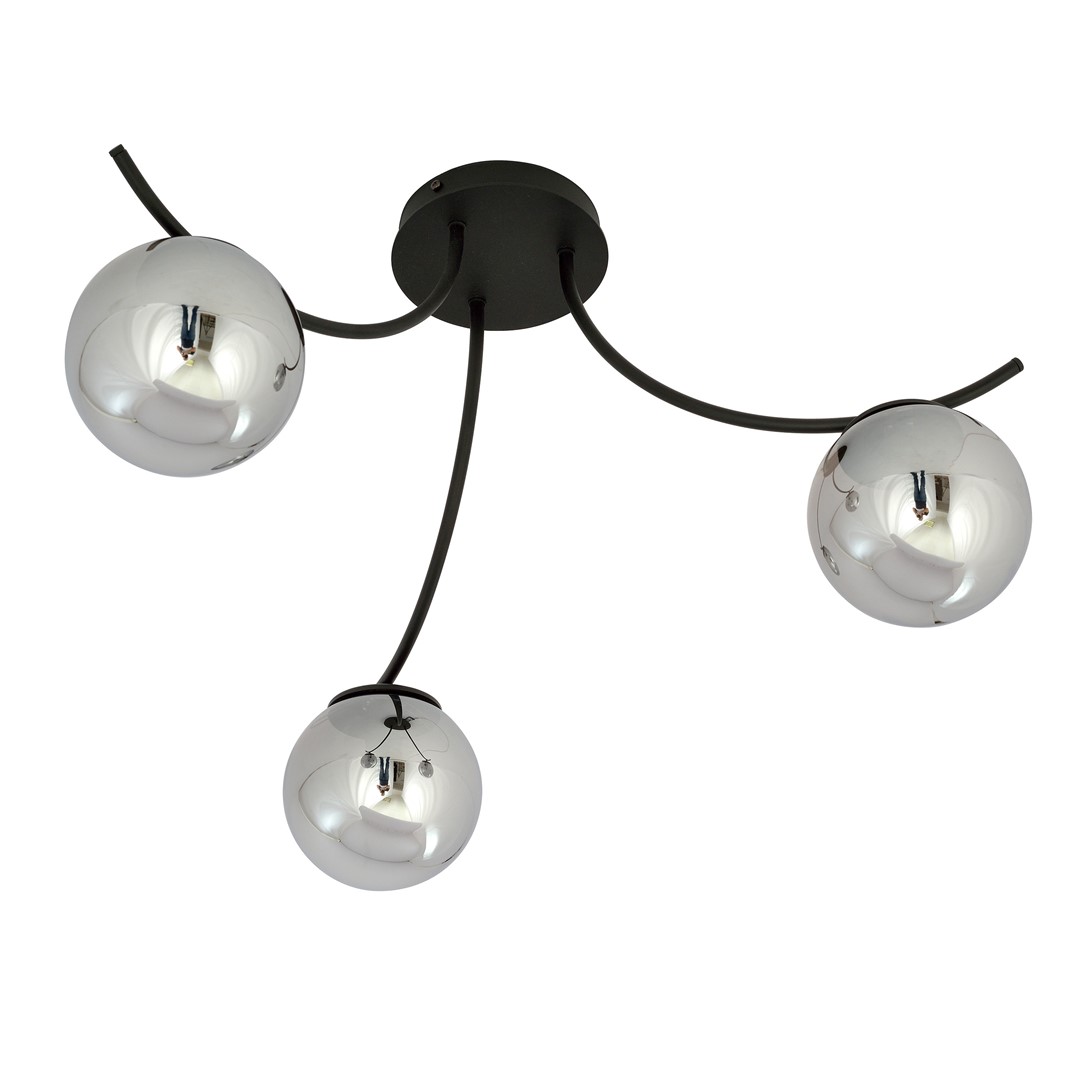 Boston Ø65 Schwarz/Rauchig deckenleuchte Von Emibig Lighting - Die d&uuml;nnen Glaskuppeln verleihen Eleganz und Leichtigkeit, w&auml;hrend die minimalistische Form gr&ouml;&szlig;ere Bereiche effektiv beleuchtet.