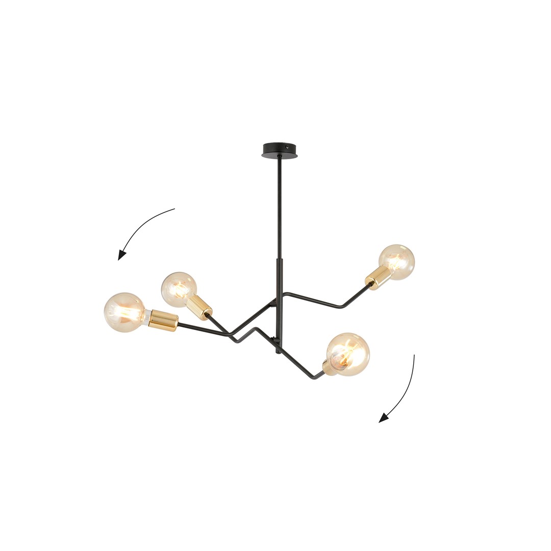 Bolt 66cm Schwarz hängelampe Von Emibig Lighting - Die klassische Farbkombination &ndash; elegantes Schwarz und zeitloses Gold &ndash; bietet gro&szlig;artige M&ouml;glichkeiten f&uuml;r verschiedene Einrichtungsstile und f&uuml;gt sich sowohl in moderne als auch in traditionelle Umgebungen gut ein.