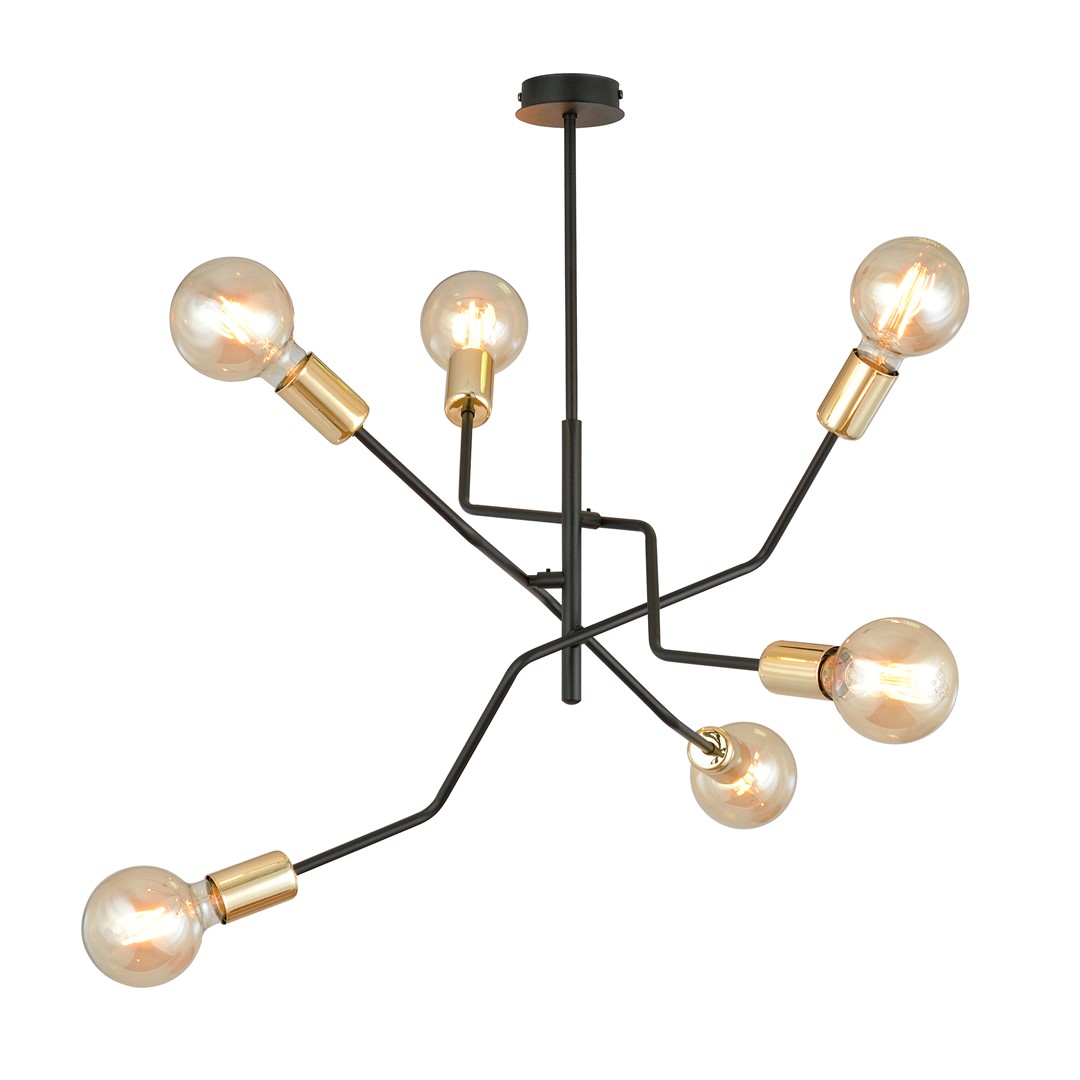 Bolt Ø66 Schwarz hängelampe Von Emibig Lighting - Die klassische Farbkombination &ndash; elegantes Schwarz und zeitloses Gold &ndash; bietet gro&szlig;artige M&ouml;glichkeiten f&uuml;r verschiedene Einrichtungsstile und f&uuml;gt sich sowohl in moderne als auch in traditionelle Umgebungen gut ein.