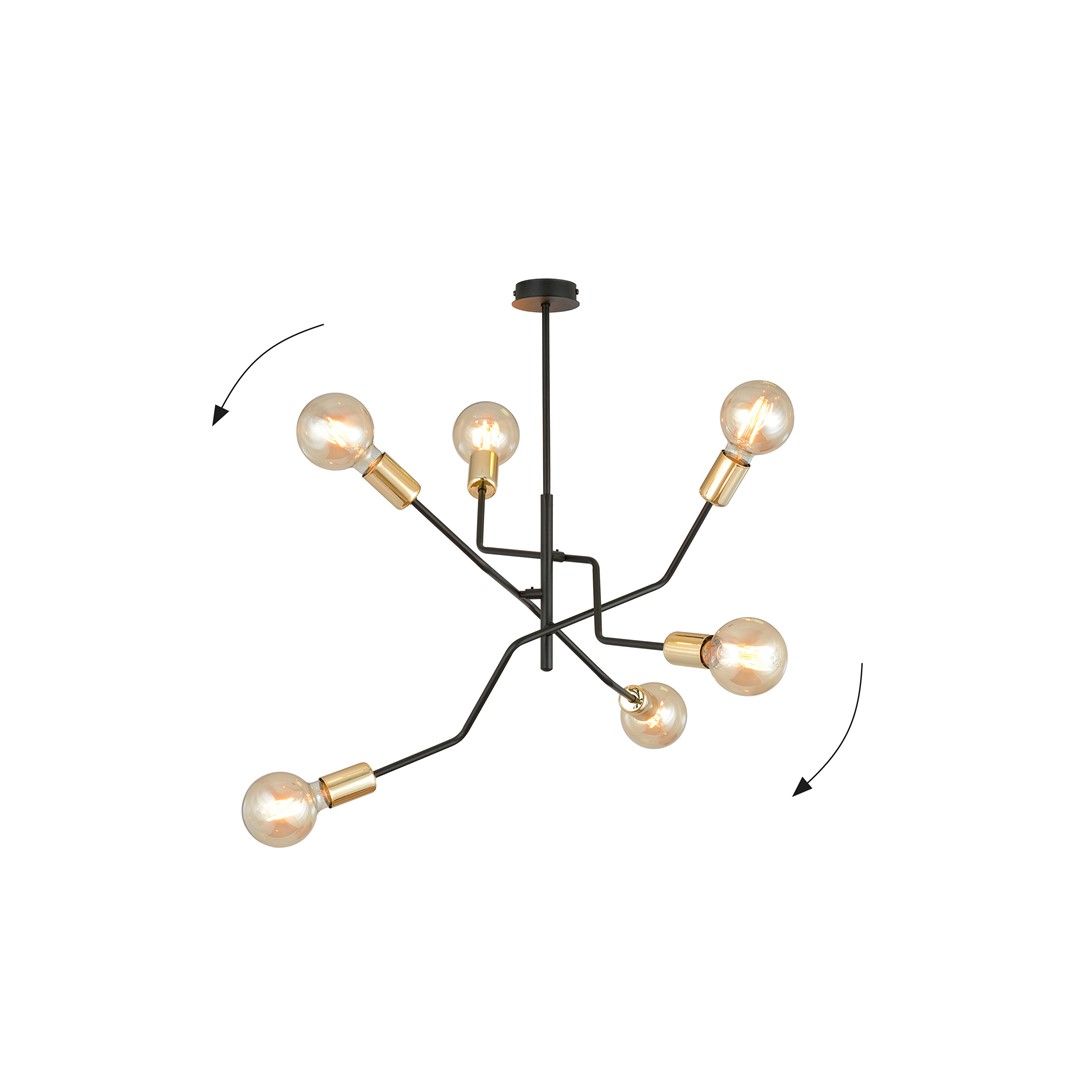Bolt Ø66 Schwarz hängelampe Von Emibig Lighting - Die klassische Farbkombination &ndash; elegantes Schwarz und zeitloses Gold &ndash; bietet gro&szlig;artige M&ouml;glichkeiten f&uuml;r verschiedene Einrichtungsstile und f&uuml;gt sich sowohl in moderne als auch in traditionelle Umgebungen gut ein.