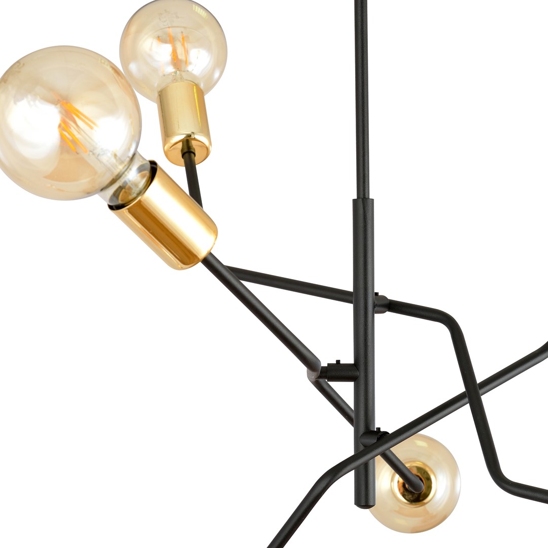 Bolt Ø66 Schwarz hängelampe Von Emibig Lighting - Die klassische Farbkombination &ndash; elegantes Schwarz und zeitloses Gold &ndash; bietet gro&szlig;artige M&ouml;glichkeiten f&uuml;r verschiedene Einrichtungsstile und f&uuml;gt sich sowohl in moderne als auch in traditionelle Umgebungen gut ein.