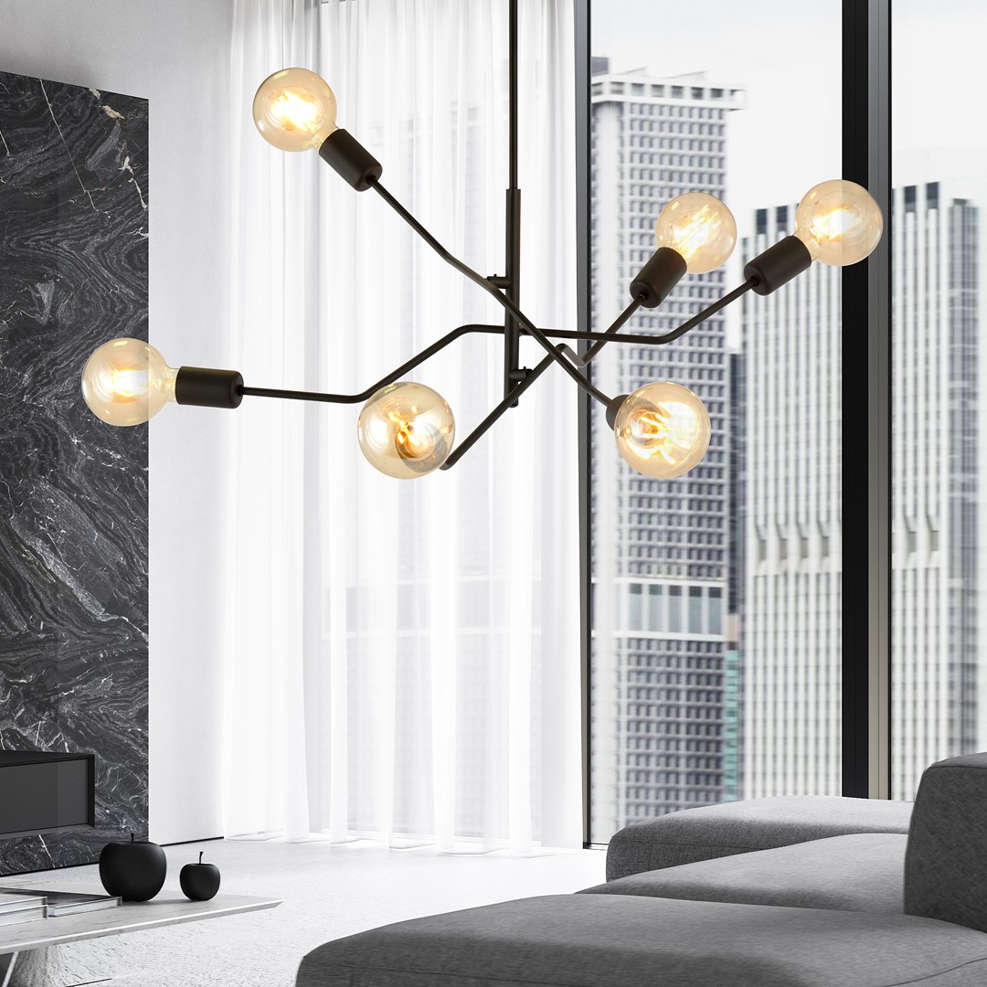 Frix Ø66 Schwarz hängelampe Von Emibig Lighting - Diese Deckenleuchte passt perfekt zum eleganten Trend und beeindruckt durch ihre einzigartige Form und ihr originelles Design.