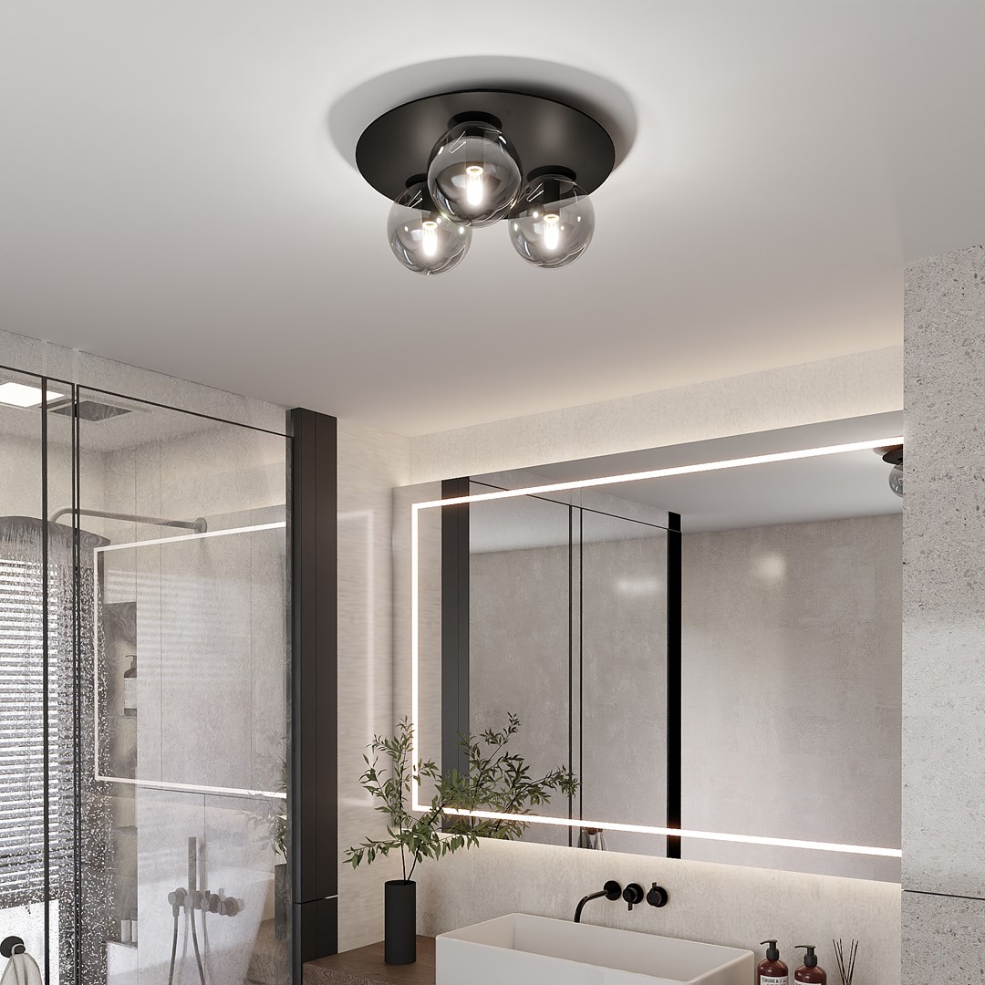 Solar Ø43 Schwarz deckenleuchte Von Emibig Lighting - Dank ihrer stilvollen Form fügt sich die Leuchte in viele verschiedene Umgebungen ein und wird zu einem dezenten, aber dennoch markanten Blickfang an der Decke.