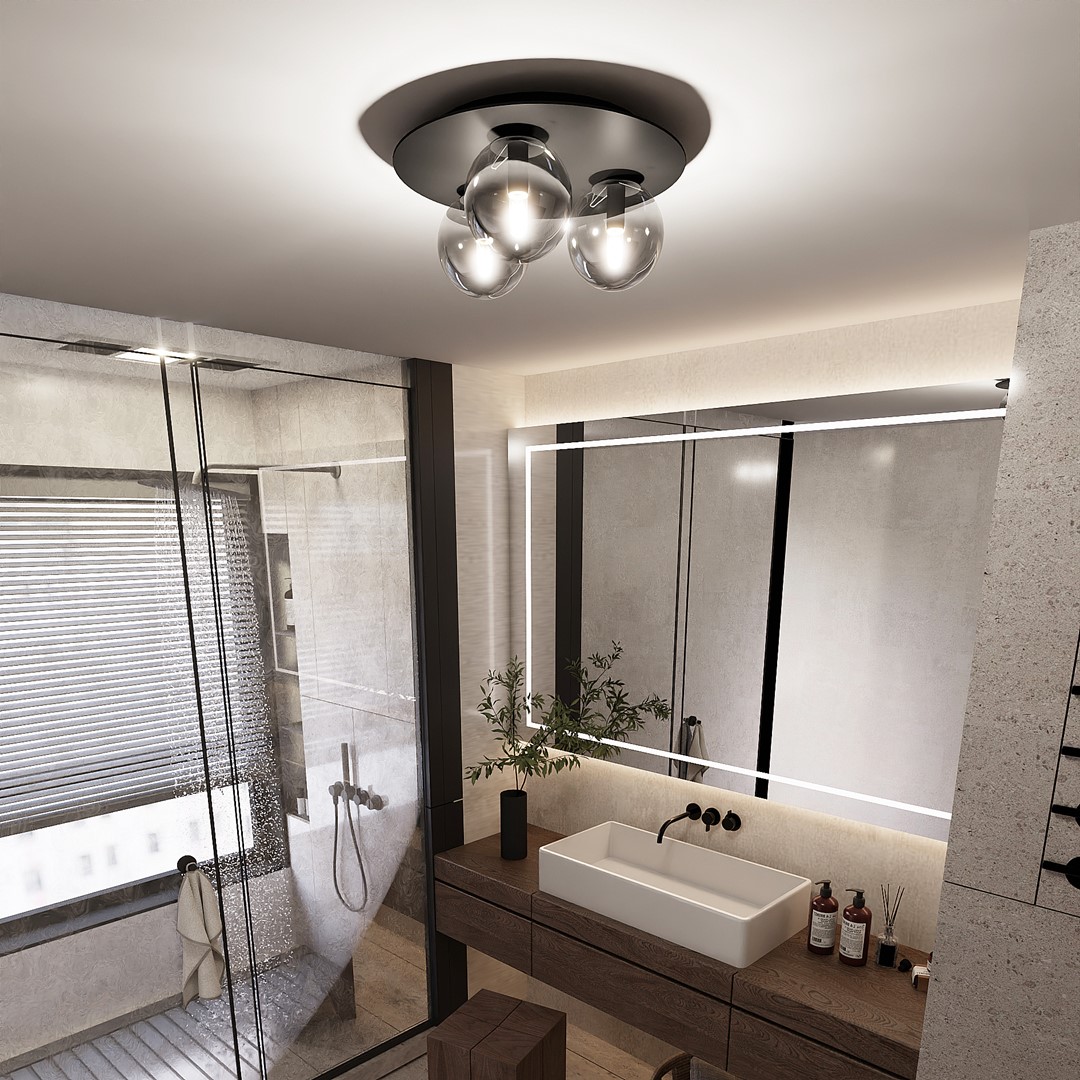 Solar Ø43 Schwarz deckenleuchte Von Emibig Lighting - Dank ihrer stilvollen Form fügt sich die Leuchte in viele verschiedene Umgebungen ein und wird zu einem dezenten, aber dennoch markanten Blickfang an der Decke.