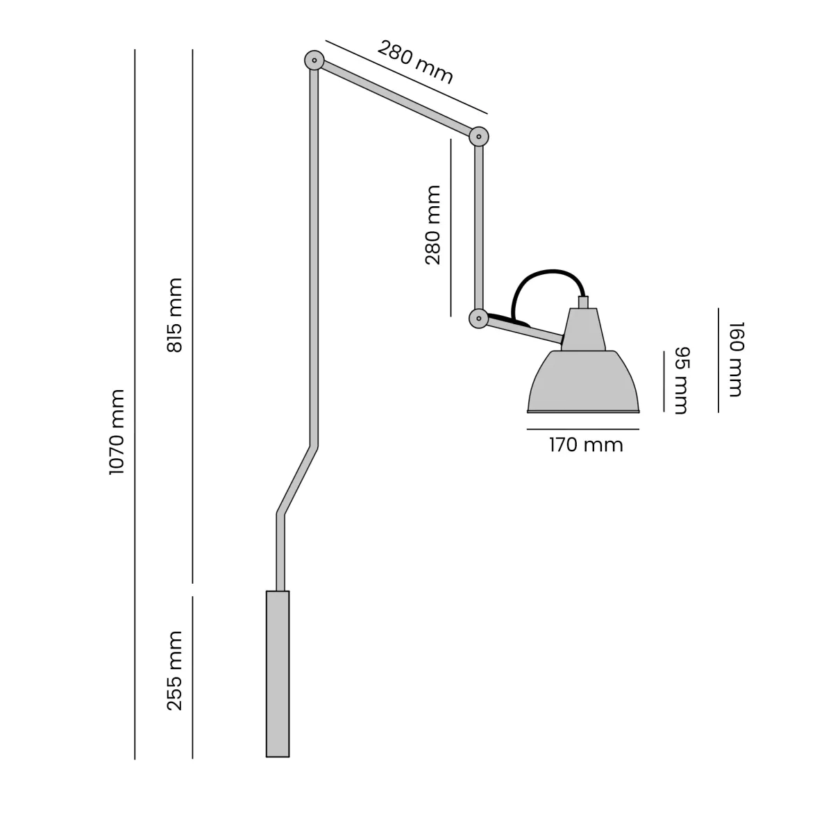 Aida 75cm Schwarz/Cremeweiß wandlampe Von Artera - Dank der zahlreichen beweglichen Gelenke lässt sich die Leuchte ganz einfach ausrichten und nach Bedarf verstellen.