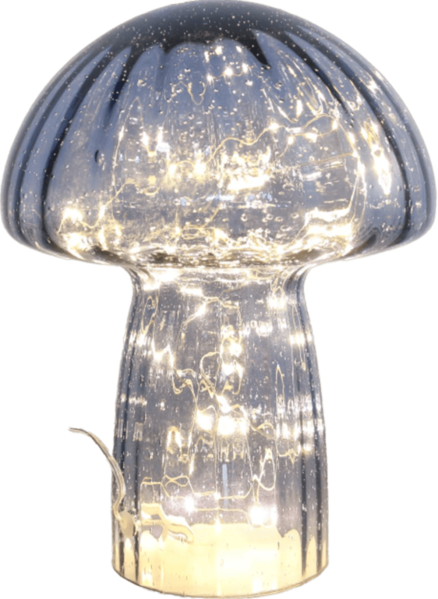Svamp 23cm Blau tischlampe Von Pixie Design - Entdecken Sie die Eleganz der Glas-Tischleuchte Mushroom &ndash; eine einzigartige Lampe, die Stil und Funktion vereint.