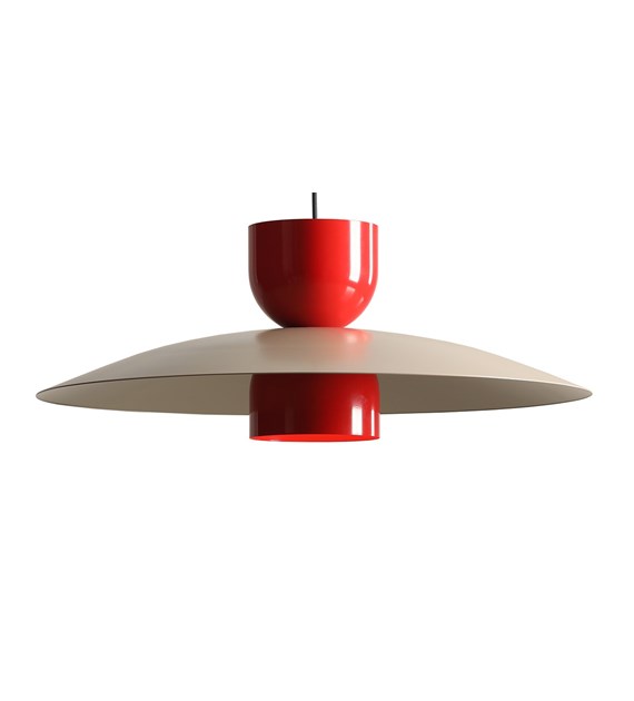 Zoombild von Nutta Ø65 Beige/Rot hängelampe Von Artera - Mit ihren sanften Farben in glänzendem Rot und Beige wird sie zu einem verspielten und stilvollen Element im Interieur.