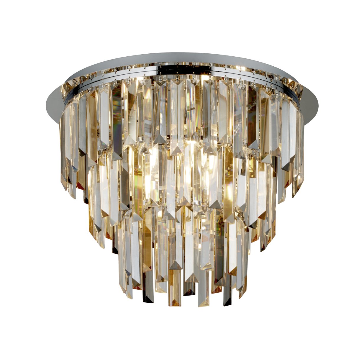 Clarissa Ø45 Chrom kristall Von Searchlight - Die Montage nahe der Decke auf einem Chromsockel verleiht ihm einen subtilen Hauch von Glamour, perfekt f&uuml;r moderne Wohn- und Esszimmer.