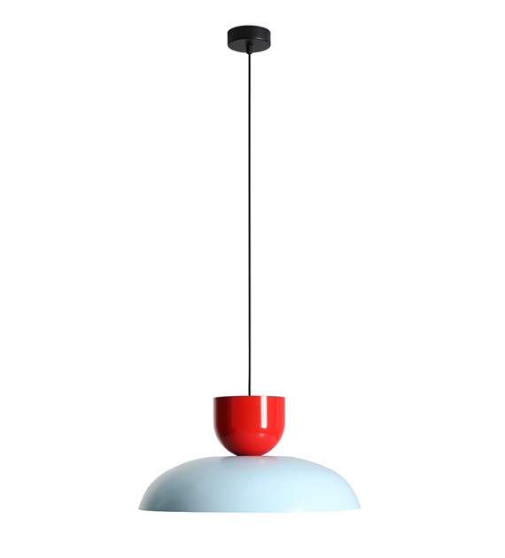 Zoombild von Ella Ø47 Blau/Rot hängelampe Von Artera - Mit ihren sanften Farben Hellblau und leuchtendem Rot wird sie zu einem verspielten und stilvollen Element im Interieur.