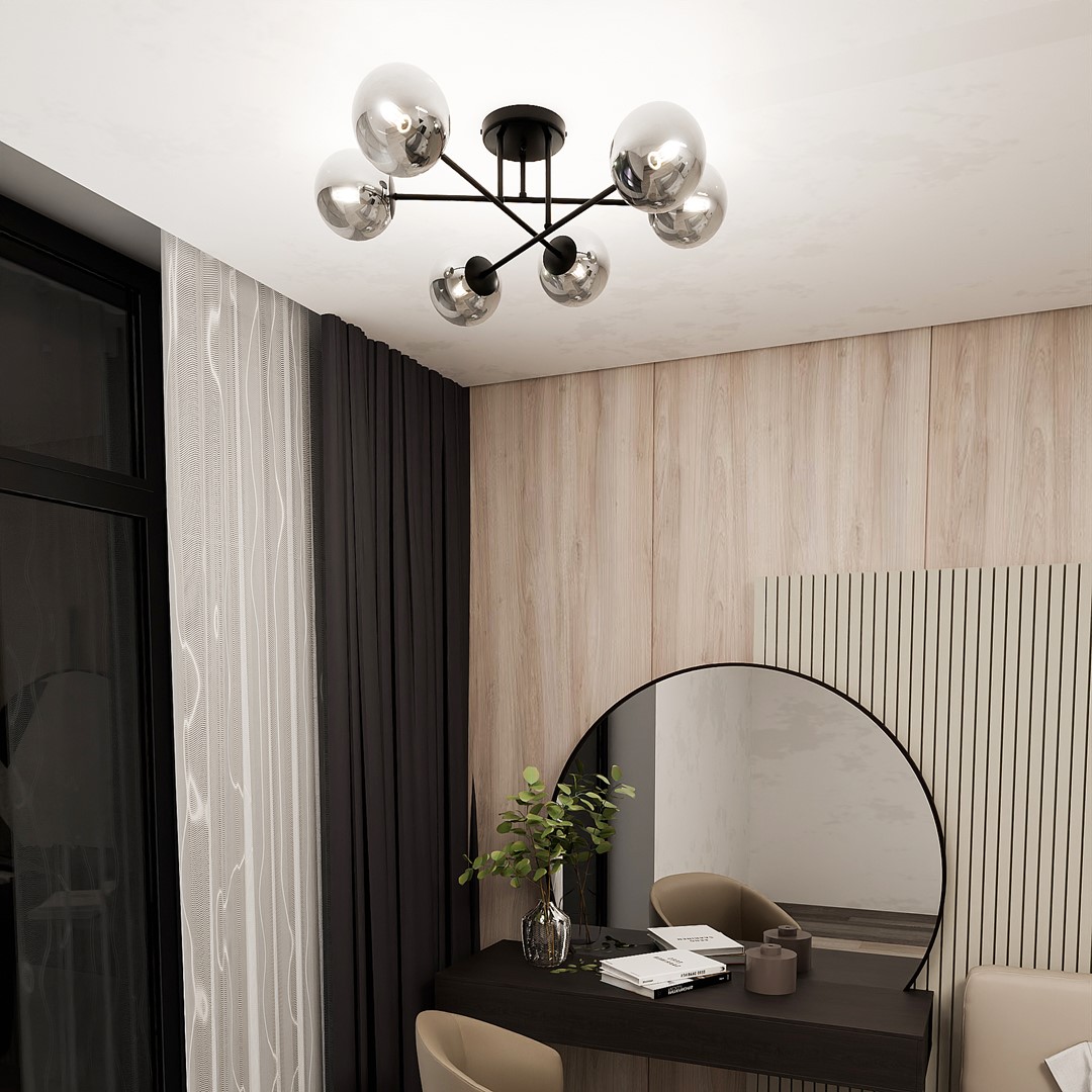 Roma Ø75 Rauchfarben deckenleuchte Von Emibig Lighting - Dank ihres schlichten und eleganten Designs ist die Leuchte eine ausgezeichnete Wahl für Räume, die zusätzliche Beleuchtung benötigen, ohne dabei zu dominant zu wirken.