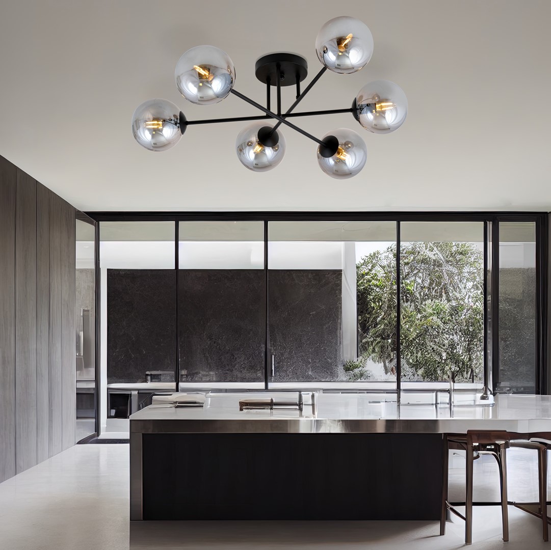 Roma Ø75 Rauchfarben deckenleuchte Von Emibig Lighting - Dank ihres schlichten und eleganten Designs ist die Leuchte eine ausgezeichnete Wahl für Räume, die zusätzliche Beleuchtung benötigen, ohne dabei zu dominant zu wirken.