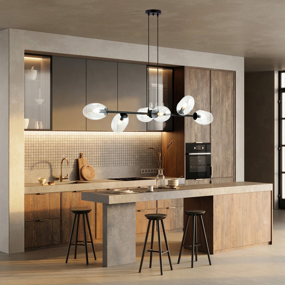 Pandora 120cm Transparent hängelampe Von Emibig Lighting - Das moderne Design zeichnet sich durch einzigartig geformte Bildschirme aus &ndash; elegant und stromlinienf&ouml;rmig &ndash; was dem Raum sowohl Charme als auch Pers&ouml;nlichkeit verleiht.