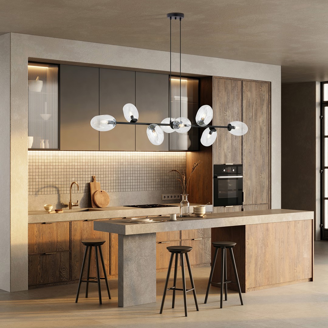 Pandora 140cm Transparent hängelampe Von Emibig Lighting - Das moderne Design zeichnet sich durch einzigartig geformte Bildschirme aus &ndash; elegant und stromlinienf&ouml;rmig &ndash; was dem Raum sowohl Charme als auch Pers&ouml;nlichkeit verleiht.