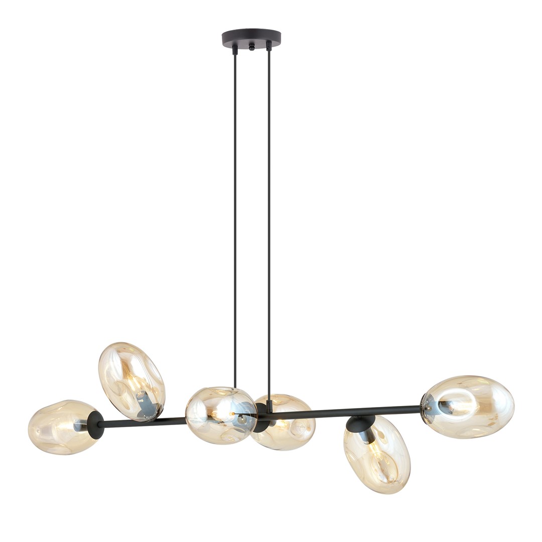 Pandora 120cm Bernstein hängelampe Von Emibig Lighting - Das moderne Design zeichnet sich durch einzigartig geformte Bildschirme aus &ndash; elegant und stromlinienf&ouml;rmig &ndash; was dem Raum sowohl Charme als auch Pers&ouml;nlichkeit verleiht.
