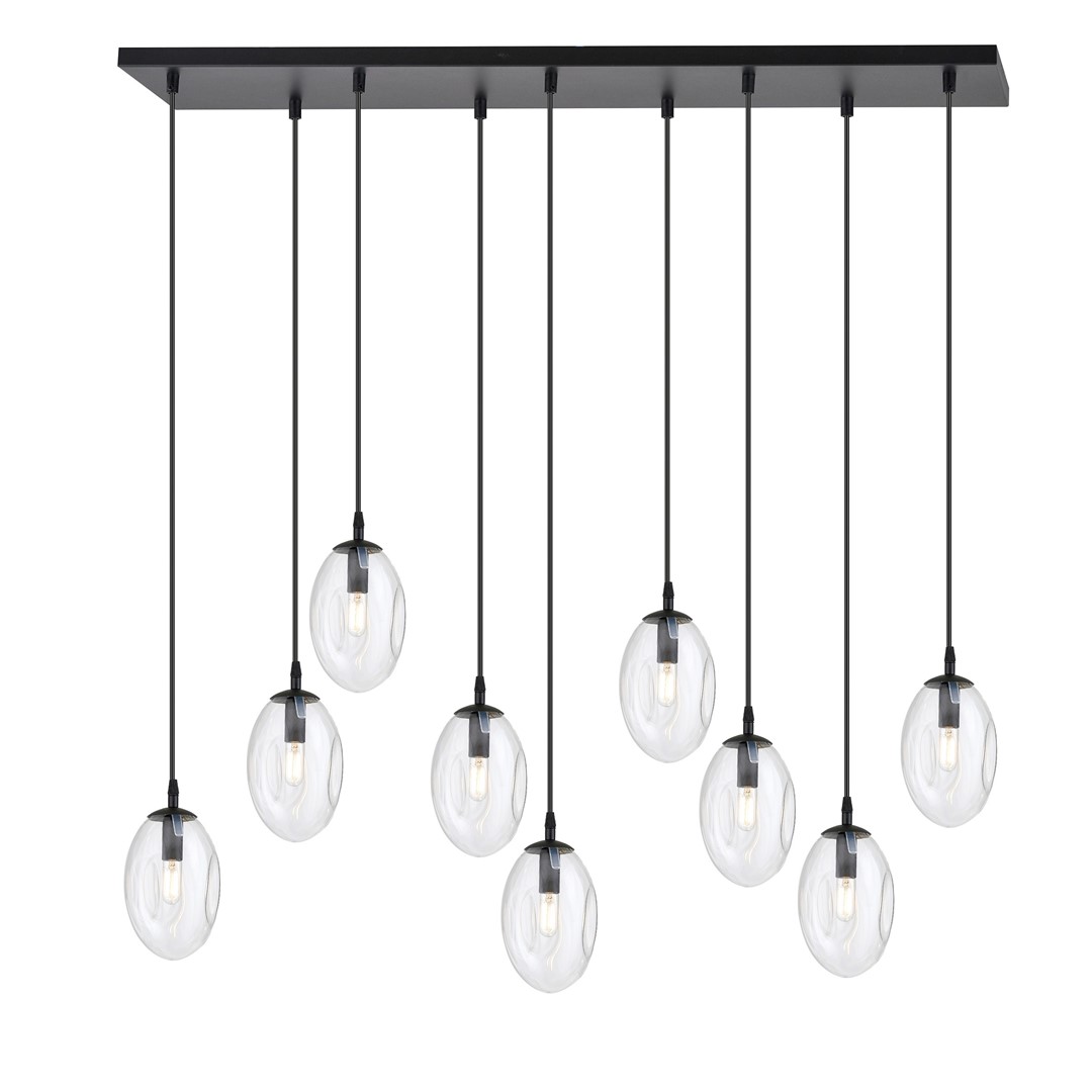 Astral 100cm Transparent hängelampe Von Emibig Lighting - Das großzügige Design mit mehreren herabhängenden Elementen sorgt für ein effektvolles Lichtspiel, wobei die transparenten Glaskuppeln ein angenehmes, warmes Licht verbreiten.