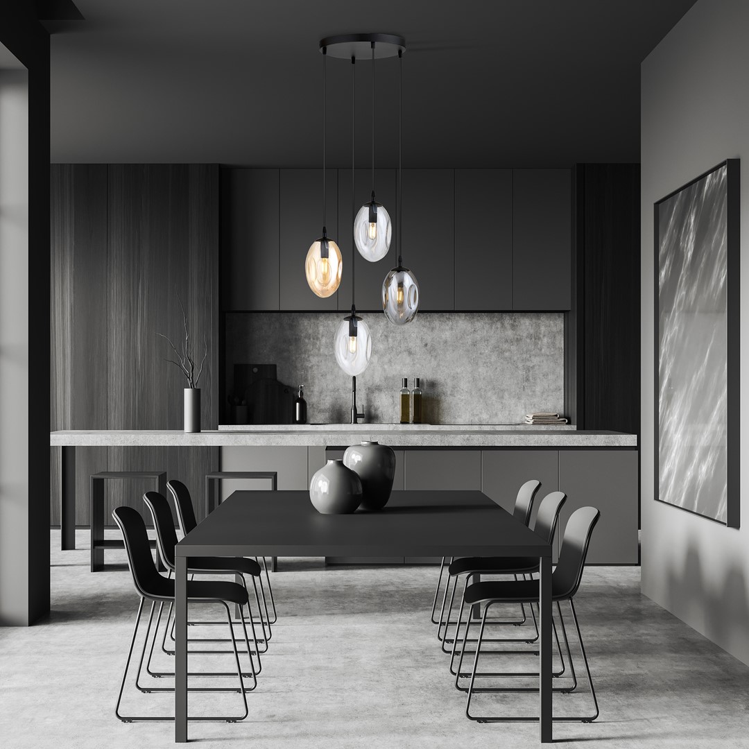 Astral Ø40 Mehrfarbig hängelampe Von Emibig Lighting - Die mehrfarbigen Glaskuppeln der Pendelleuchten tauchen den Raum in ein warmes und einladendes Licht.