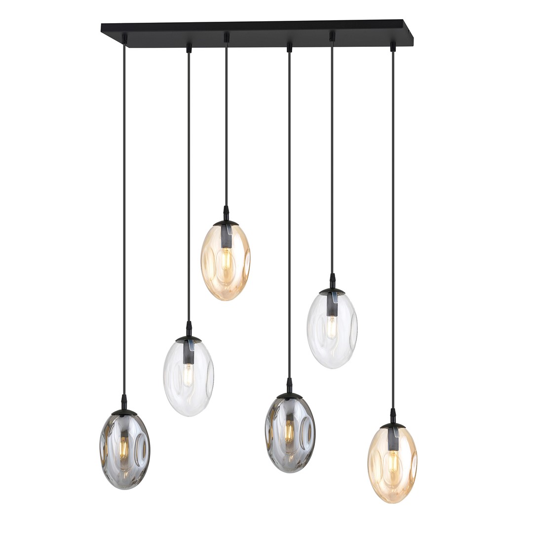 Astral 70cm Mehrfarbig hängelampe Von Emibig Lighting - Das großzügige Design mit mehreren herabhängenden Elementen sorgt für ein effektvolles Lichtspiel, wobei die mehrfarbigen Glaskuppeln ein sanftes und stimmungsvolles Licht verbreiten.