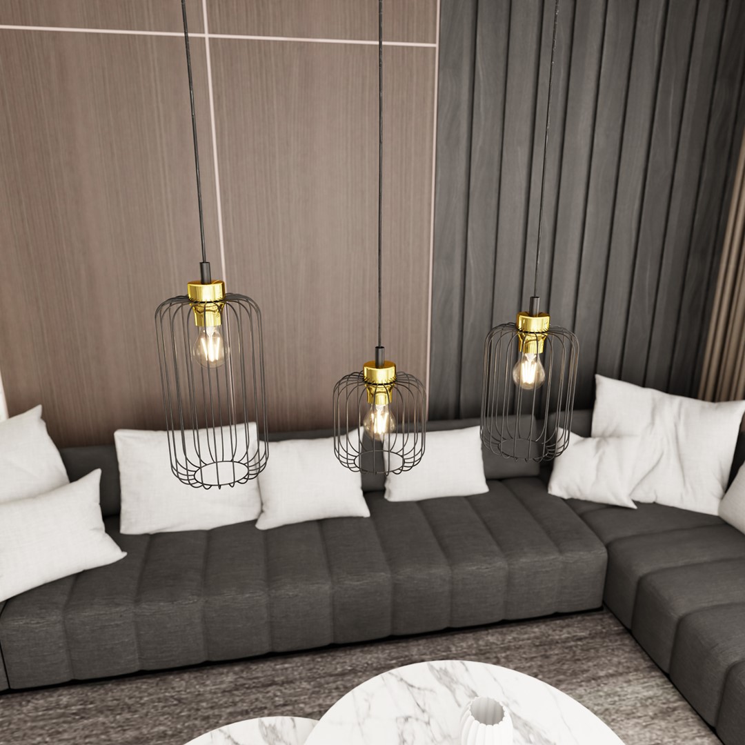 Vander 60cm Schwarz/Gold hängelampe Von Emibig Lighting - Vander &ndash; eine perfekte Kombination aus industriellem und elegantem Design.