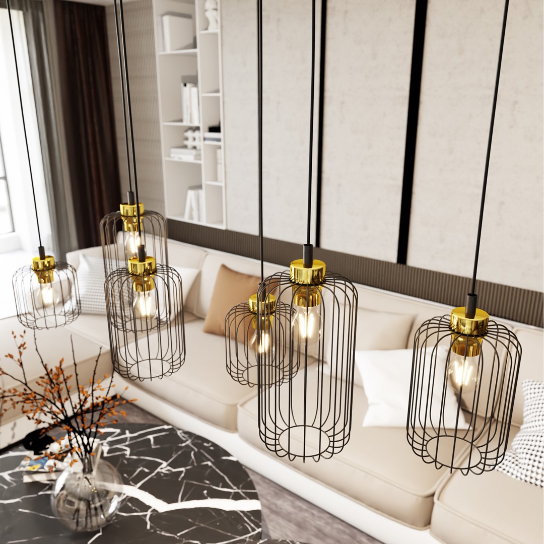 Vander 115cm Schwarz/Gold hängelampe Von Emibig Lighting - Vander &ndash; eine perfekte Kombination aus industriellem und elegantem Design.