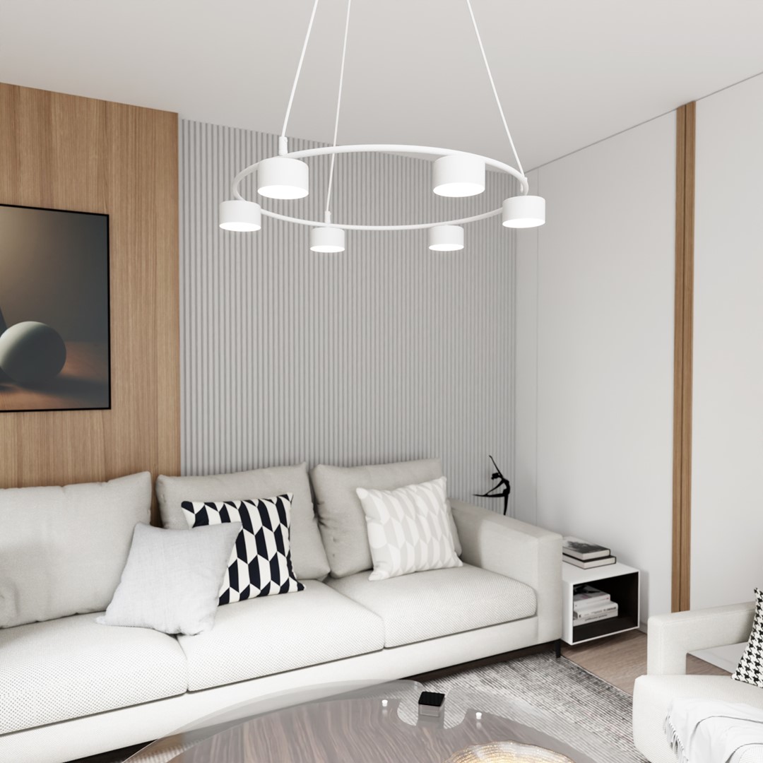 Starlit Ø64 Weiß hängelampe Von Emibig Lighting - Eine minimalistische Pendelleuchte mit modernem Design, die durch ihre elegante Kreisform besticht.