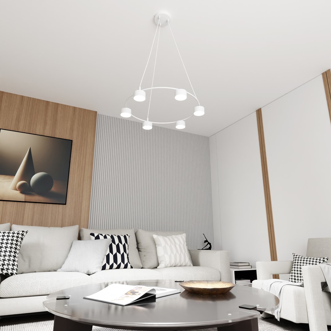 Starlit Ø64 Weiß hängelampe Von Emibig Lighting - Eine minimalistische Pendelleuchte mit modernem Design, die durch ihre elegante Kreisform besticht.