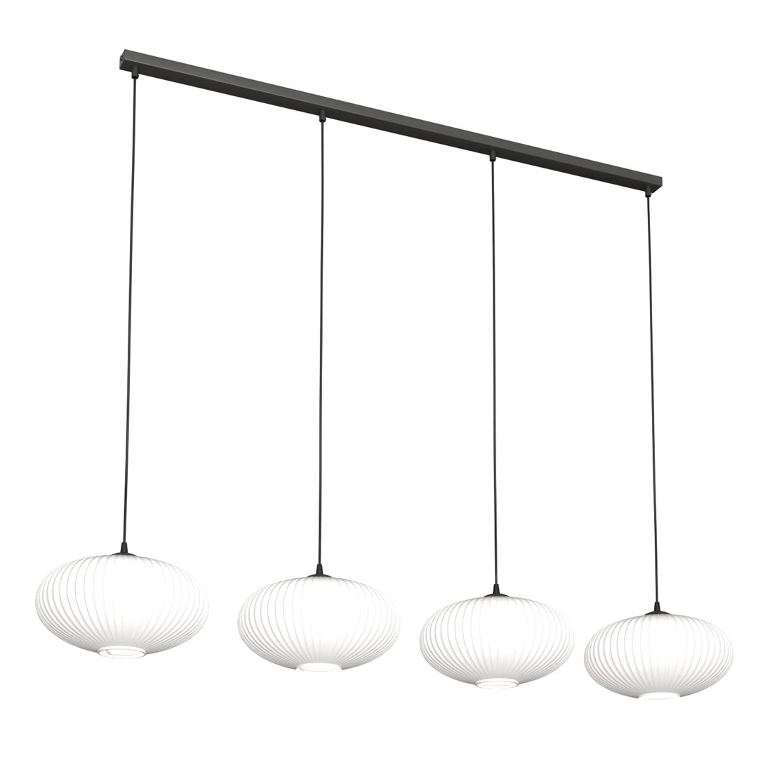 Coco 140cm Weiß hängelampe Von Emibig Lighting - Die stilvollen Opalglaskuppeln verbreiten ein blendfreies Licht, das dem Raum eine leichte und weiche Atmosph&auml;re verleiht.