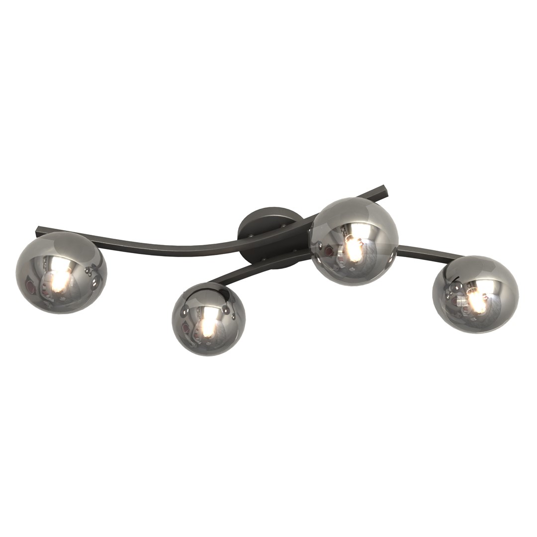 Opus 84cm Rauchfarben deckenleuchte Von Emibig Lighting - Die schlichte Form und die Rauchglaskuppeln verleihen dem Raum Weichheit und Leichtigkeit, w&auml;hrend die Lampe ein angenehmes, diffuses Licht verbreitet.