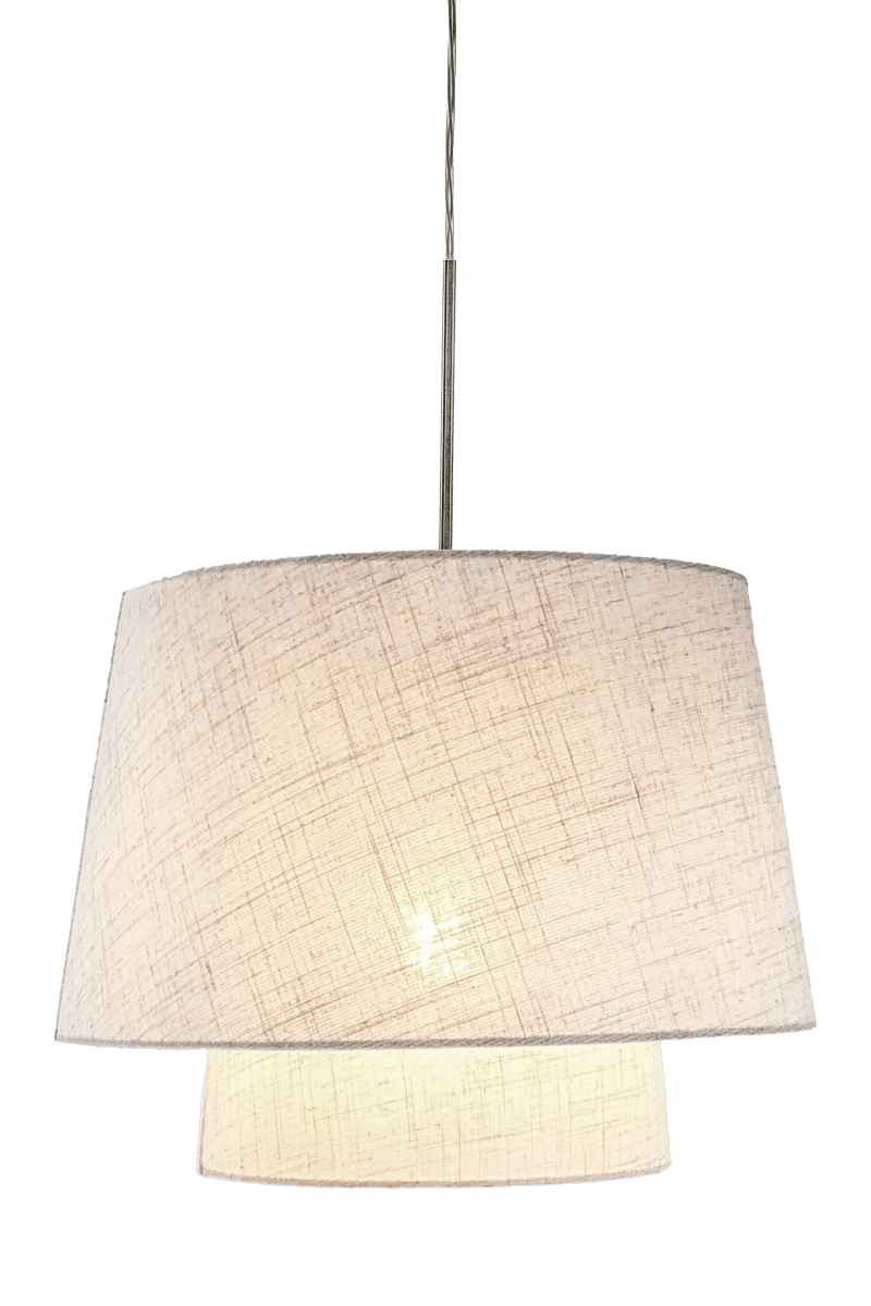 Doble Ø48 Beige hängelampe Von Aneta Lighting - Die Pendelleuchte Doble besticht durch ihr stilvolles und sanftes Design, bei dem zwei unterschiedlich gro&szlig;e Textilschirme in einer wundersch&ouml;nen Schichtung aufeinandertreffen.