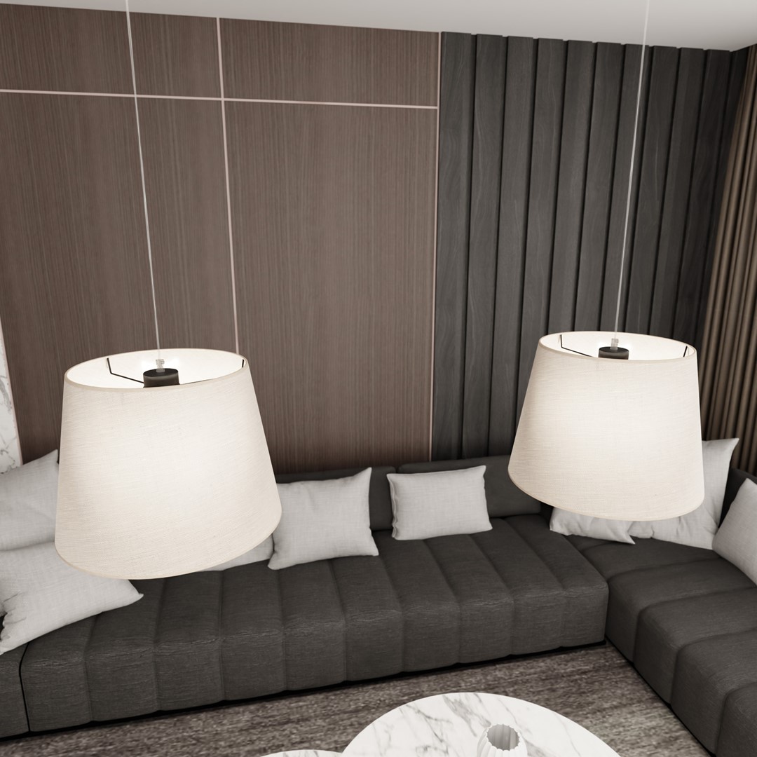 Epoca 90cm Beige hängelampe Von Emibig Lighting - Die Stoffschirme streuen das Licht sanft und schaffen eine warme und gem&uuml;tliche Atmosph&auml;re &ndash; perfekt f&uuml;r das Wohnzimmer, den Esstisch oder die K&uuml;che.