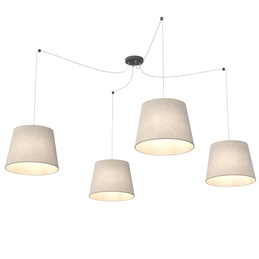 Ascot 4xØ38 Beige hängelampe Von Emibig Lighting - Perfekt f&uuml;r Wohnzimmer, Essbereiche oder K&uuml;chen &ndash; Ascot f&uuml;gt sich problemlos in verschiedene Einrichtungsstile ein und verleiht ihnen einen stilvollen Charakter.
