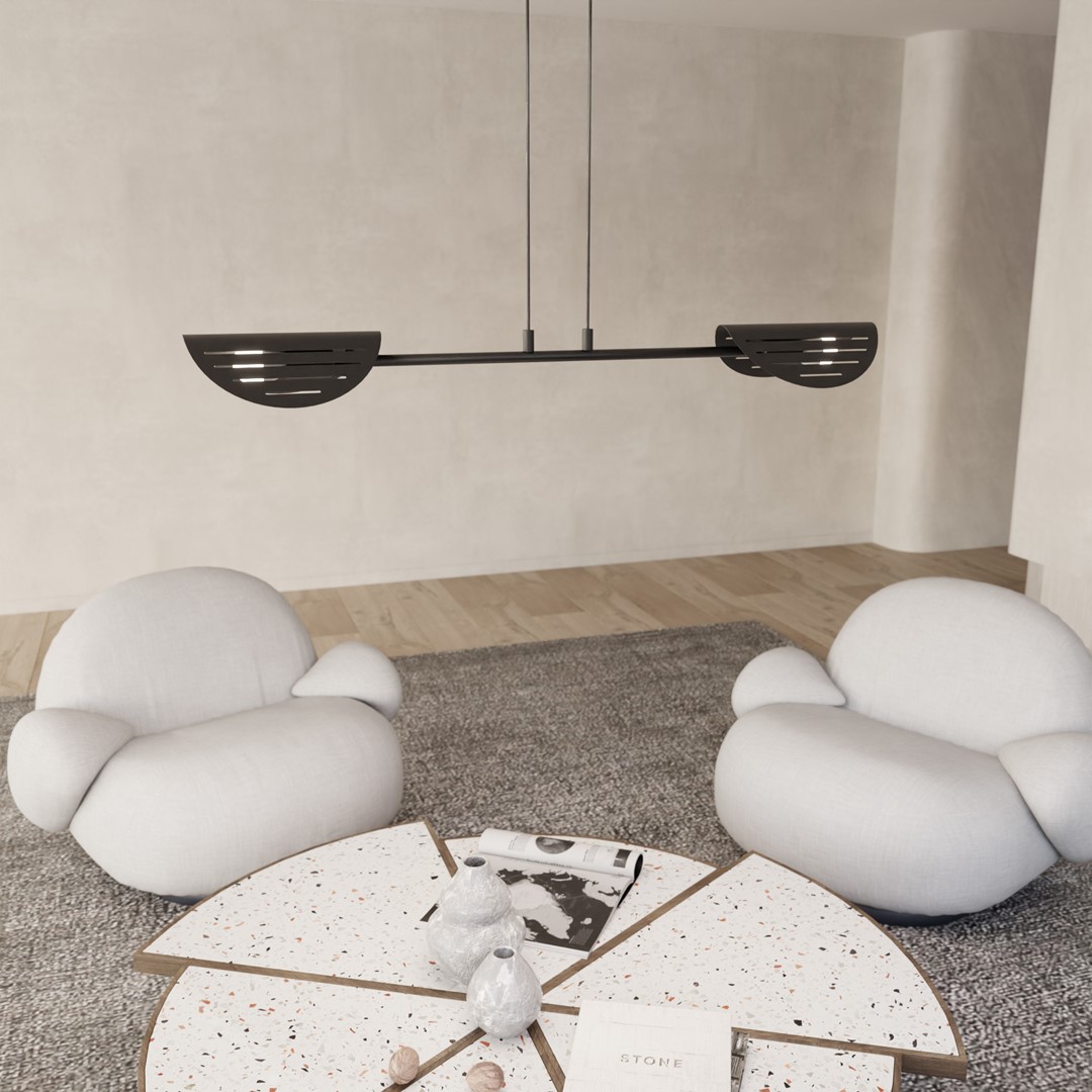 Saber 104cm Schwarz hängelampe Von Emibig Lighting - Die minimalistische Form und die sorgf&auml;ltig gestalteten Details machen es zu einer perfekten Erg&auml;nzung f&uuml;r ein modernes Interieur.