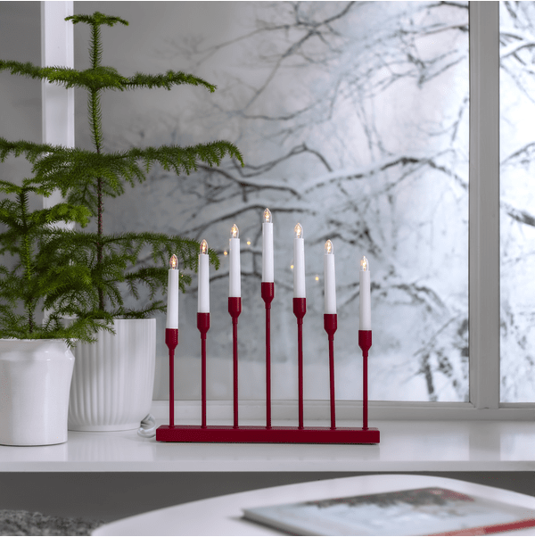 Aztra ROT Von Star Trading - Ein klassischer Kerzenst&auml;nder, der f&uuml;r weihnachtliche Stimmung in Ihrem Fenster sorgt.