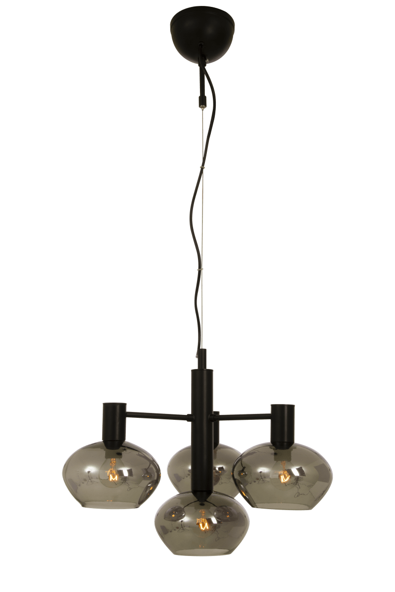 Bell Ø47 Rauchfarben hängelampe Von Aneta Lighting - Das Licht breitet sich angenehm durch das Glas aus und vermittelt ein sanftes und einladendes Gefühl.