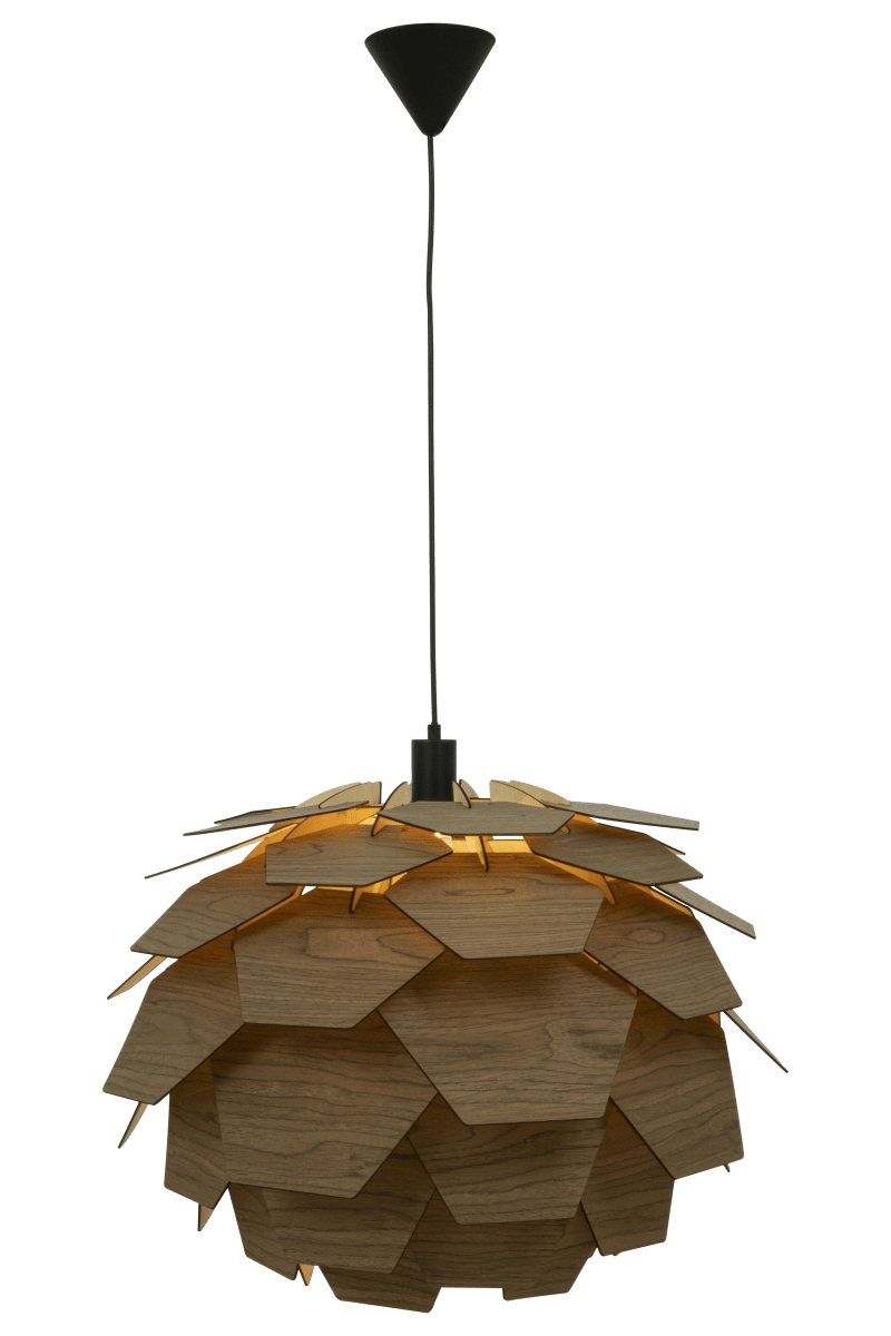 Carpatica Ø60 Brauner Fleck hängelampe Von Aneta Lighting - Die wunderschöne Deckenleuchte Carpatica mit mehreren Lagen Holzlamellen mit braun gebeiztem Furnier hat ein Design, das an einen runden Kegel erinnert.