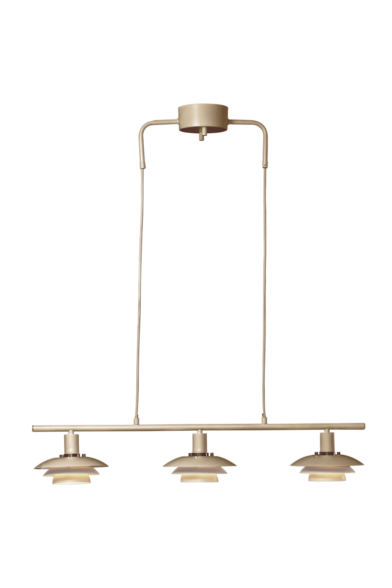 Epsilon 86cm Beige hängelampe Von Aneta Lighting - EPSILON ist die klassische Deckenleuchte, die mit ihren drei kleineren Schirmen einen moderneren Stil erh&auml;lt.